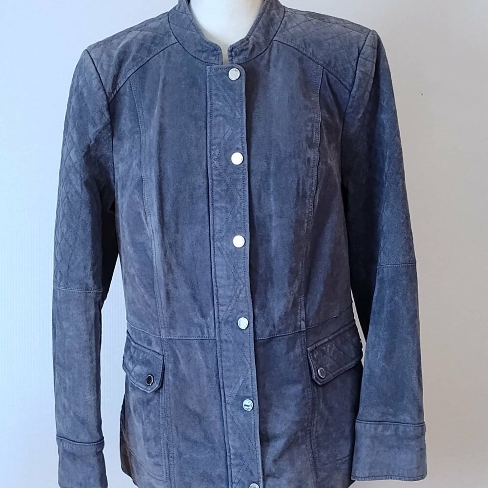 Isaac‎ Mizrahi Live Light Blue Suede Leather Jacket